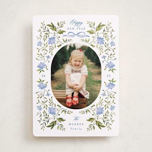 This is a frozen photo christmas cards with standard by Susan Zinader called poinsettia garden printing on recycled smooth signature in standard
