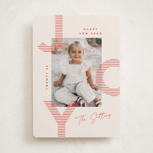 This is a peppermint photo christmas cards with standard by Kristie Kern called joyfully striped printing on recycled smooth signature in standard