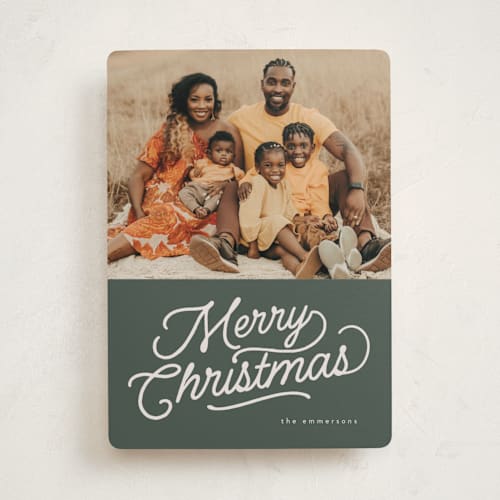 This is a balsam photo christmas cards with standard by BR Designs called retro vintage holiday printing on recycled smooth signature in standard