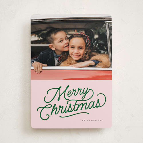 This is a kelly photo christmas cards with standard by BR Designs called retro vintage holiday printing on recycled smooth signature in standard