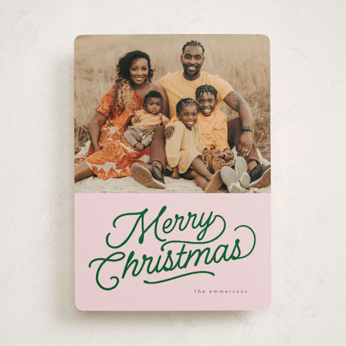 This is a kelly photo christmas cards with standard by BR Designs called retro vintage holiday printing on recycled smooth signature in standard