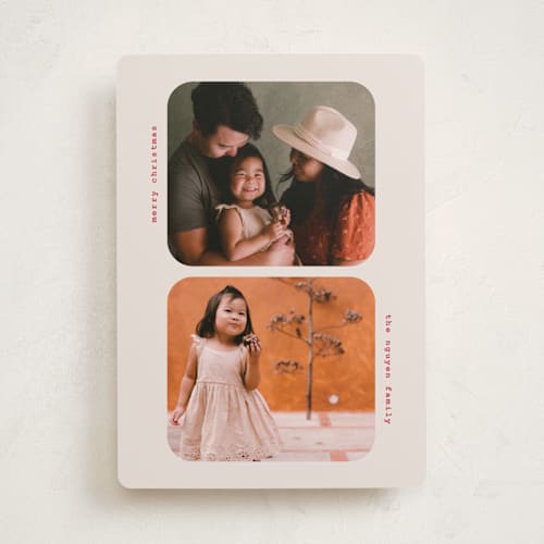 This is a cream photo christmas cards with standard by Ilene Guy called little greetings printing on recycled smooth signature in standard