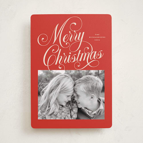 This is a candy apple photo christmas cards with standard by Jessica Williams called peppermint twist printing on recycled smooth signature in standard