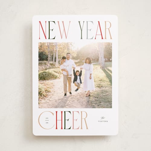 This is a snow photo christmas cards with standard by Pixel and Hank called merry and bright printing on recycled smooth signature in standard