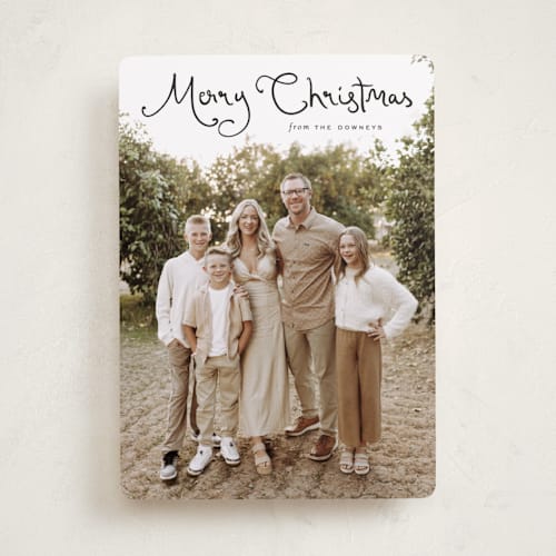 This is a ebony photo christmas cards with standard by Sara Hicks Malone called christmas script printing on recycled smooth signature in standard