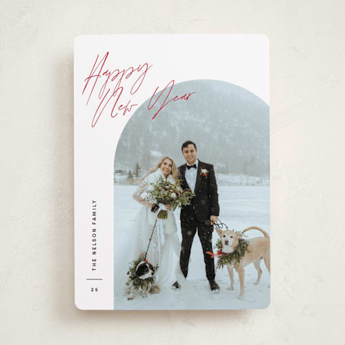This is a cherry photo christmas cards with standard by Pixel and Hank called arc over printing on recycled smooth signature in standard