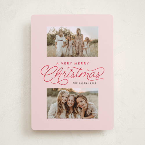This is a rosy photo christmas cards with standard by Laura Hamm called a rosy christmas printing on recycled smooth signature in standard