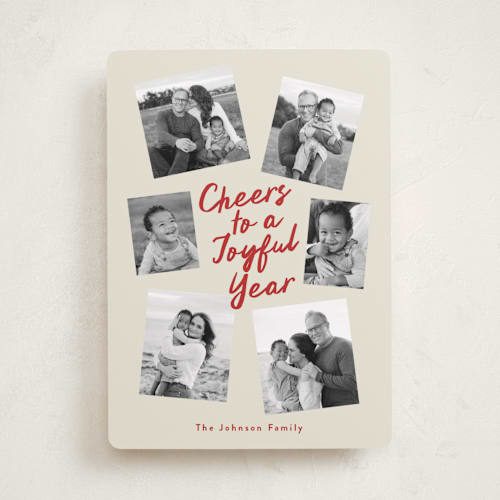 This is a berry photo christmas cards with standard by Louise Kay called peace and goodwill printing on recycled smooth signature in standard