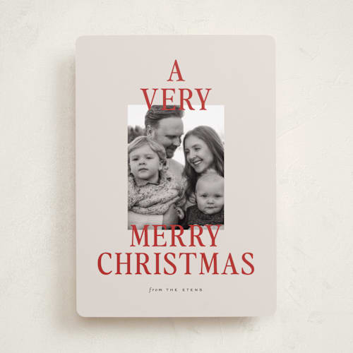 This is a holly photo christmas cards with standard by Sara Hicks Malone called a very merry christmas printing on recycled smooth signature in standard