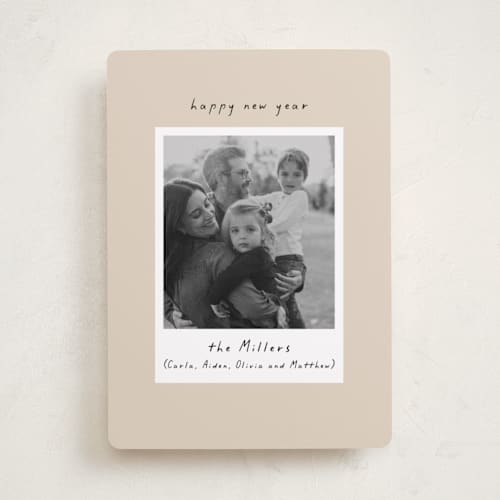 This is a butter cream photo christmas cards with standard by Mansi Verma called blessed frame printing on recycled smooth signature in standard