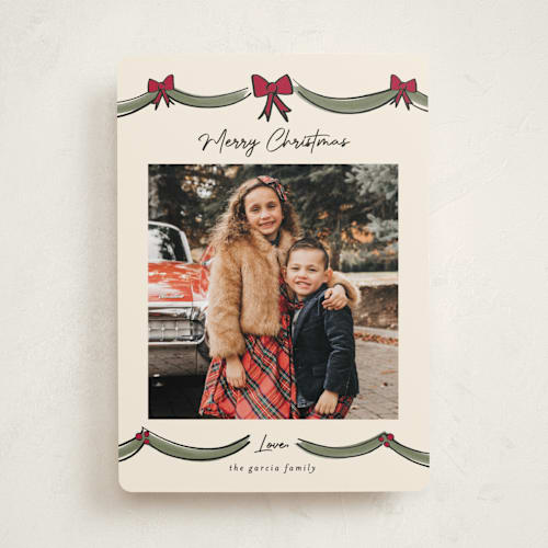 This is a berry photo christmas cards with standard by Ashley Iwafuchi called merry mantle printing on recycled smooth signature in standard