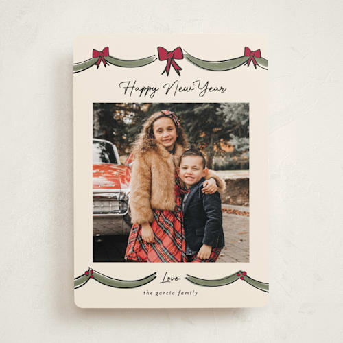 This is a berry photo christmas cards with standard by Ashley Iwafuchi called merry mantle printing on recycled smooth signature in standard
