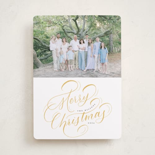 This is a halo photo christmas cards with standard by Up Up Creative called wonder winterland printing on recycled smooth signature in standard