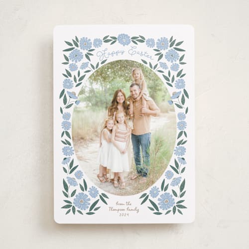 This is a provincial easter photo cards with standard by Jenna Holcomb called easter spring floral printing on recycled smooth signature in standard