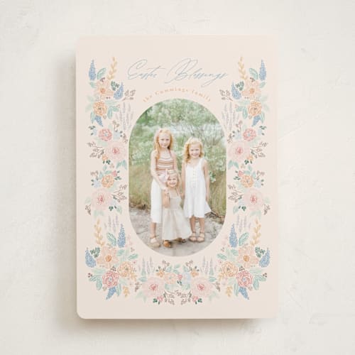 This is a eggnog easter photo cards with standard by Tamara Hilje called jardin printing on recycled smooth signature in standard