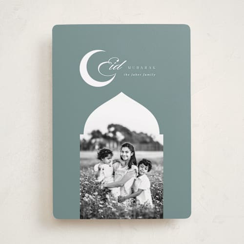 This is a sage eid cards with standard by Orasie called eid mubarak arch printing on recycled smooth signature in standard