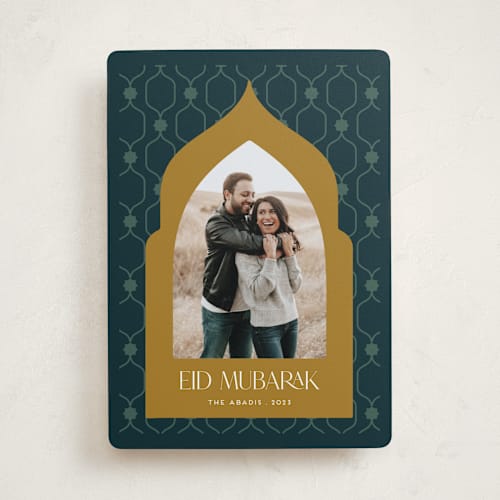 This is a emerald eid cards with standard by Morgan Kendall called arch printing on recycled smooth signature in standard
