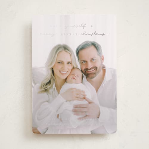 This is a frost babys first christmas with foil pressed by Hudson meet Rose called merry little christmas printing on recycled smooth signature in standard