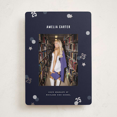 This is a ocean graduation announcements with foil pressed by Pixel and Hank called grad confetti printing on recycled smooth signature in standard