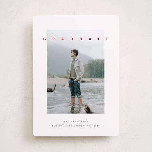 This is a smoke graduation announcements with foil pressed by Brandy Folse called streamlined printing on recycled smooth signature in standard