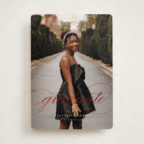This is a glamor graduation announcements with foil pressed by letterfix called sol printing on recycled smooth signature in standard