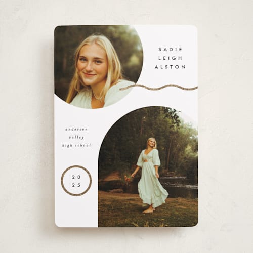 This is a snow graduation announcements with foil pressed by Everett Paper Goods called periodically printing on recycled smooth signature in standard