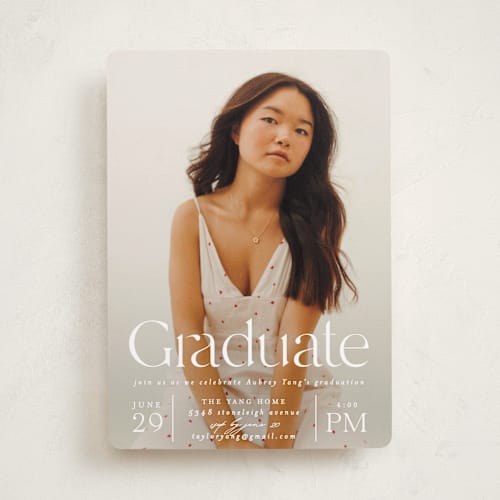 This is a dove graduation invitations with standard by Erin L. Wilson called typeset printing on recycled smooth signature in standard