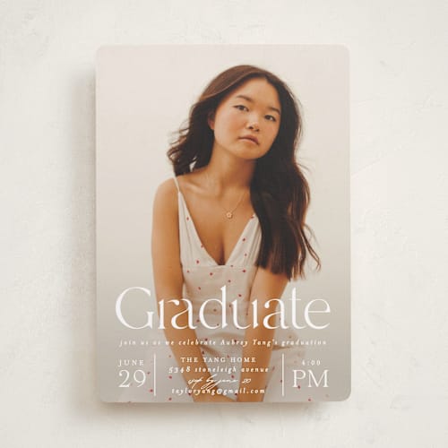 This is a dove graduation invitations with standard by Erin L. Wilson called typeset printing on recycled smooth signature in standard