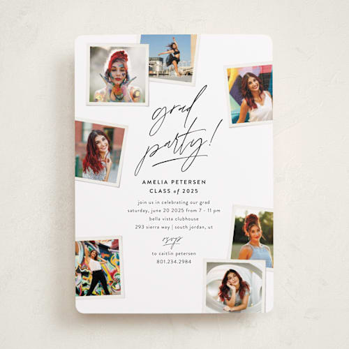This is a cotton graduation invitations with standard by Robert and Stella called polaroid party printing on recycled smooth signature in standard