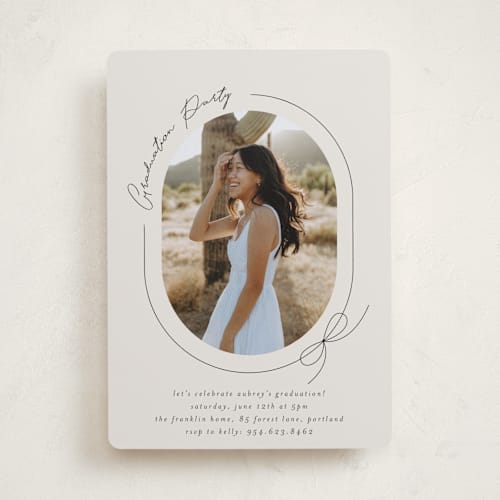 This is a latte graduation invitations with standard by Blustery August called etna printing on recycled smooth signature in standard