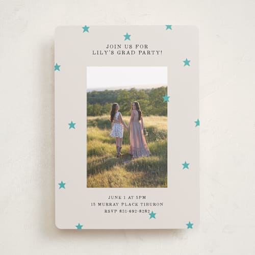 This is a frost graduation invitations with standard by Kercia Jane called tiny star confetti printing on recycled smooth signature in standard