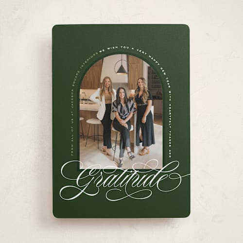 This is a spruce business holiday cards with standard by Owl and Toad called archway printing on recycled smooth signature in standard