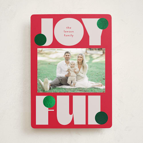 This is a mistletoe foil pressed holiday cards with foil pressed by Lori Wemple called pop joy printing on recycled smooth signature in standard