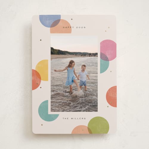 This is a candy jar foil pressed holiday cards with foil pressed by Michelle Taylor called big confetti printing on recycled smooth signature in standard