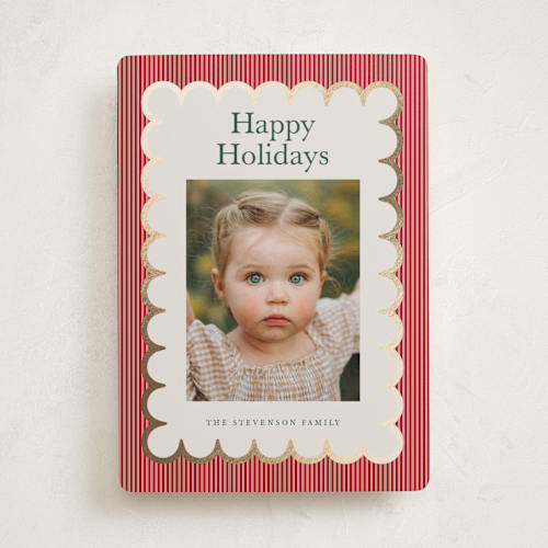 This is a cherry foil pressed holiday cards with foil pressed by Nicoletta Savod called charm printing on recycled smooth signature in standard