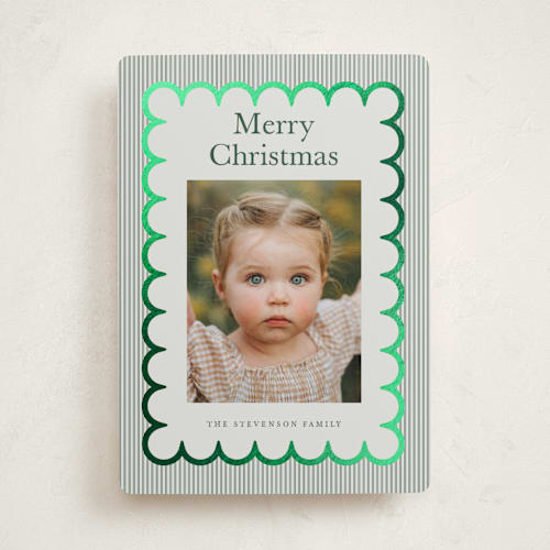 This is a evergreen foil pressed holiday cards with foil pressed by Nicoletta Savod called charm printing on recycled smooth signature in standard