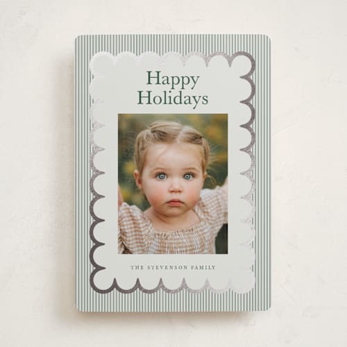 This is a evergreen foil pressed holiday cards with foil pressed by Nicoletta Savod called charm printing on recycled smooth signature in standard