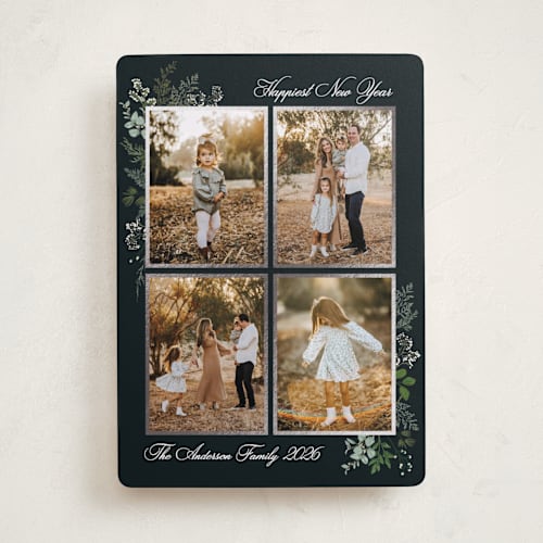 This is a midnight foil pressed holiday cards with foil pressed by Susan Moyal called natural holiday printing on recycled smooth signature in standard