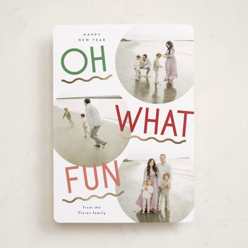 This is a candy cane foil pressed holiday cards with foil pressed by Everett Paper Goods called fun redux printing on recycled smooth signature in standard