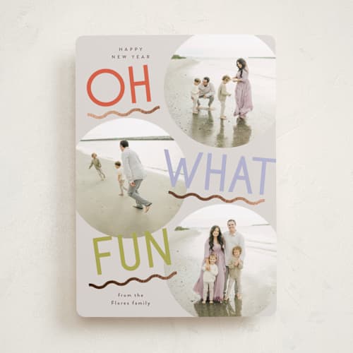 This is a fruitcake foil pressed holiday cards with foil pressed by Everett Paper Goods called fun redux printing on recycled smooth signature in standard