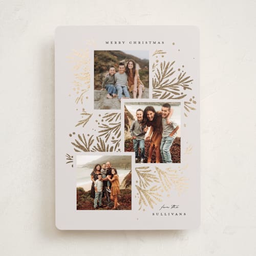 This is a fog foil pressed holiday cards with foil pressed by Julie Murray called foil branches printing on recycled smooth signature in standard