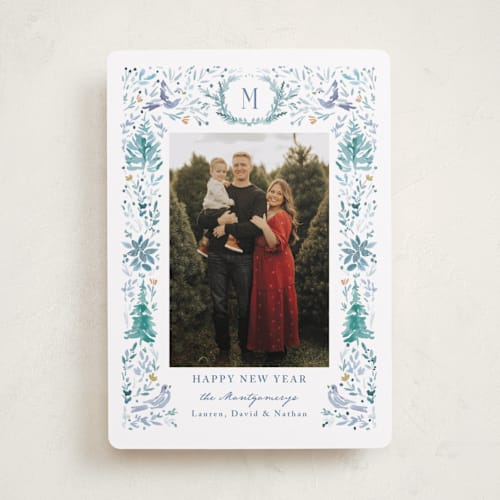 This is a blue spruce foil pressed holiday cards with foil pressed by Petra Kern called wonders of nature printing on recycled smooth signature in standard