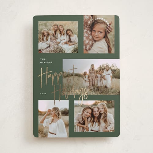 This is a leaf foil pressed holiday cards with foil pressed by Michelle Taylor called our favorites printing on recycled smooth signature in standard