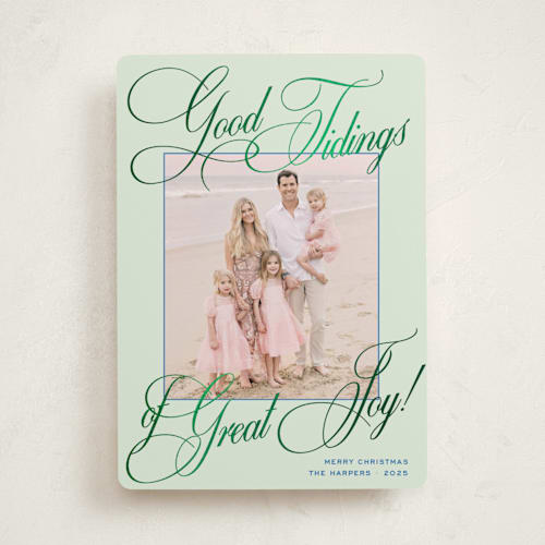 This is a mint foil pressed holiday cards with foil pressed by Megan Davis called praline printing on recycled smooth signature in standard