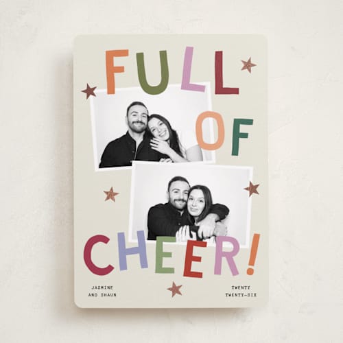This is a holiday spice foil pressed holiday cards with foil pressed by Kercia Jane called full of joy (& cheer) printing on recycled smooth signature in standard