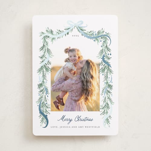 This is a wintermint foil pressed holiday cards with foil pressed by frau brandt called soft garland printing on recycled smooth signature in standard