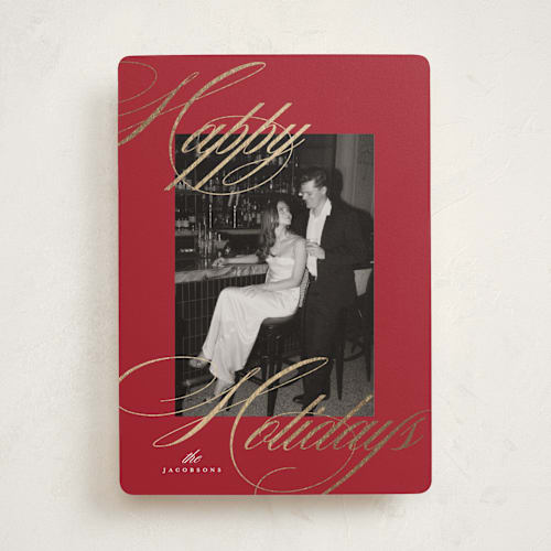 This is a cardinal foil pressed holiday cards with foil pressed by Carolyn Nicks called dreamy printing on recycled smooth signature in standard