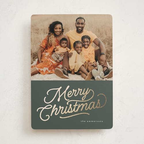 This is a balsam foil pressed holiday cards with foil pressed by BR Designs called retro vintage holiday printing on recycled smooth signature in standard