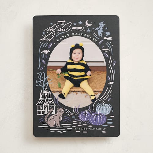 This is a starlight halloween party invitations cards by Morgan Ramberg called spooky frame printing on recycled smooth signature in standard
