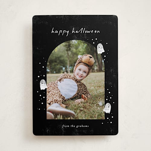 This is a graveyard halloween party invitations cards by Pixel and Hank called ghostly printing on recycled smooth signature in standard